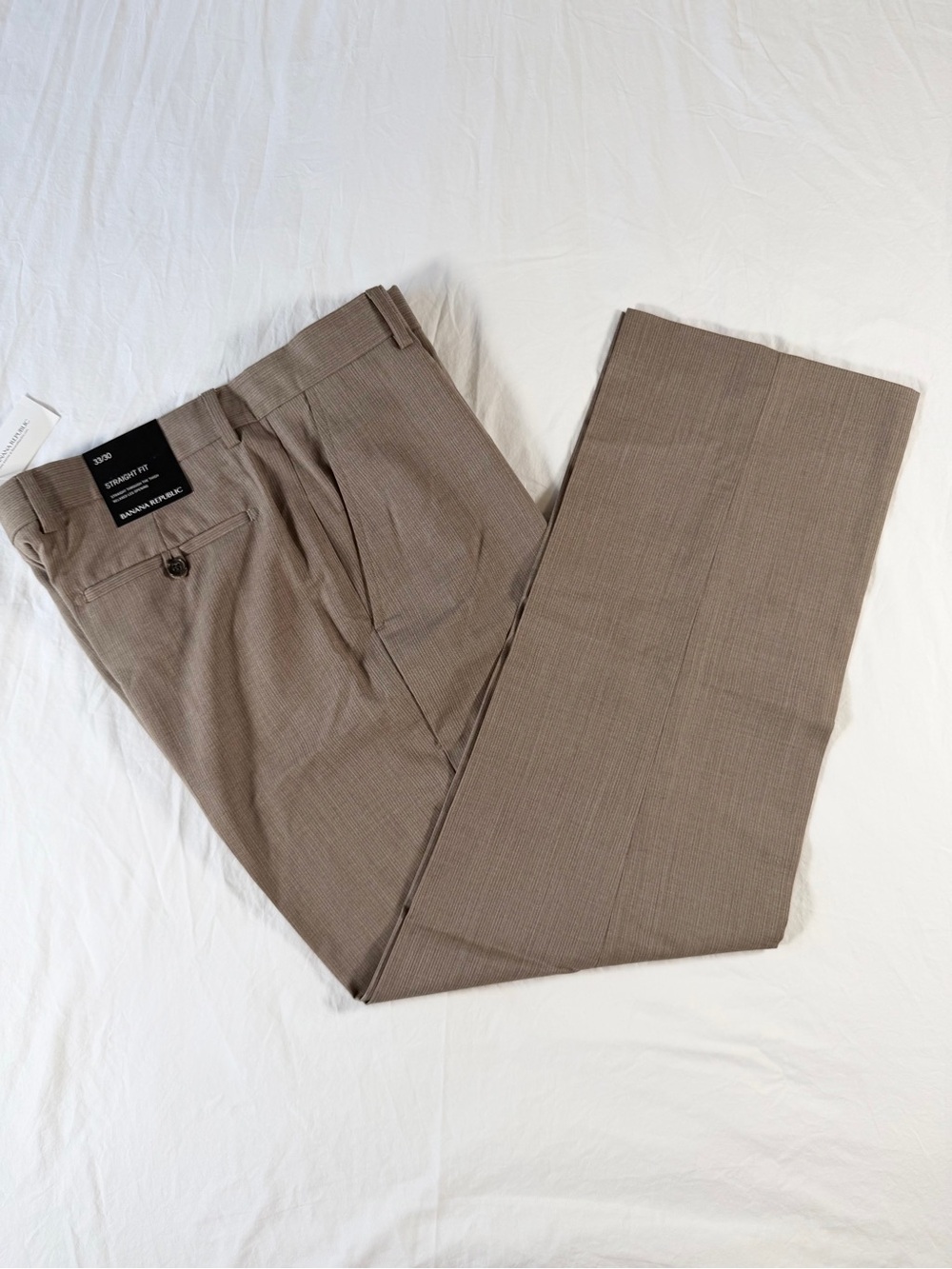 Banana Republic 💯% Wool Men's Tailored Pleated Dress Pants - Taupe Brown 33 x 30